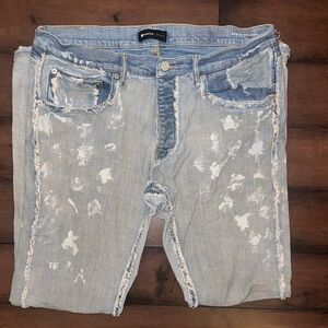 Purple Brand Distressed Light Blue Denim Jeans